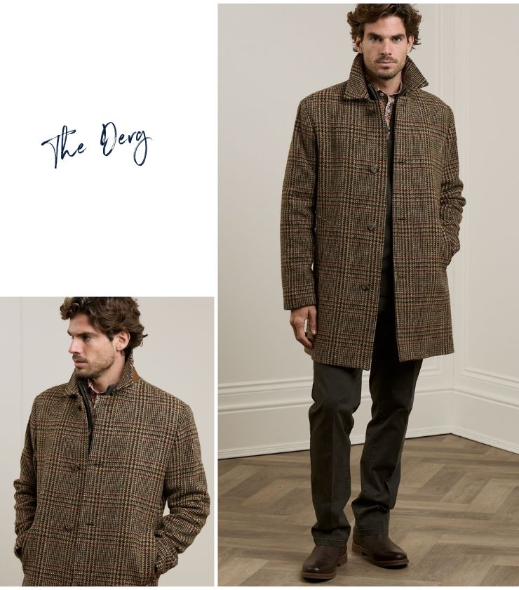 Derg Tweed Coat in Brown Glencheck
